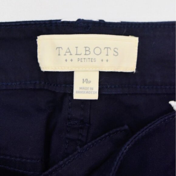 Talbots Simply Flattering Twill Straight Pants Womens 14P Navy Whale 5-Pocket - Picture 5 of 7